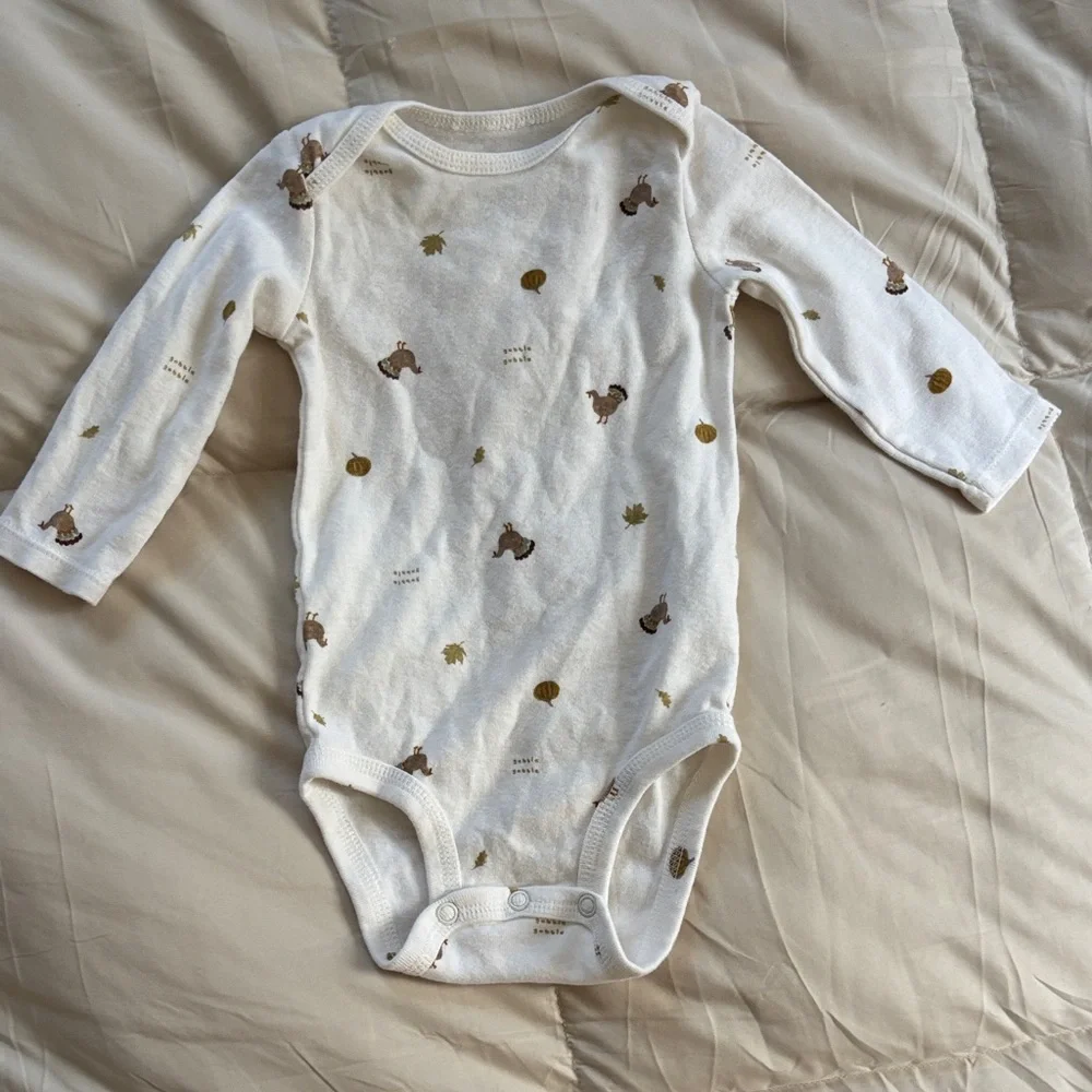 Carter's Festive My First Turkey Day Thanksgiving Outfit Set Onesie Pants Brown